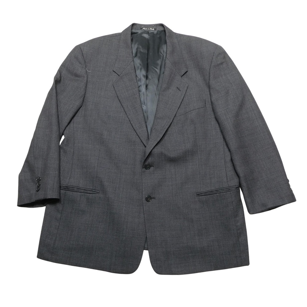 Mani Suit Jacket Mens 46 Gray Geometric Wool Made Italy 2 Button Classic Fit